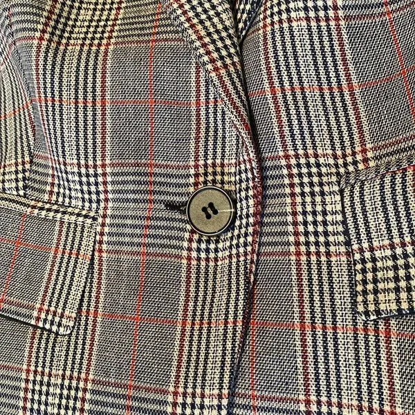 Women’s Oversized Casual Notched Lapel Jacket One Button Plaid Size M NWT - Image 9