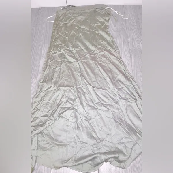 MAHINA Women’s Light Green Satin Slip Dress - Image 4