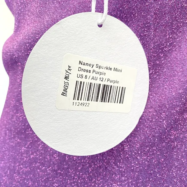 NWT‎ Princess Polly Nancy Sparkle Mini Dress Purple Glitter Bodycon US Size 10 - Image 6