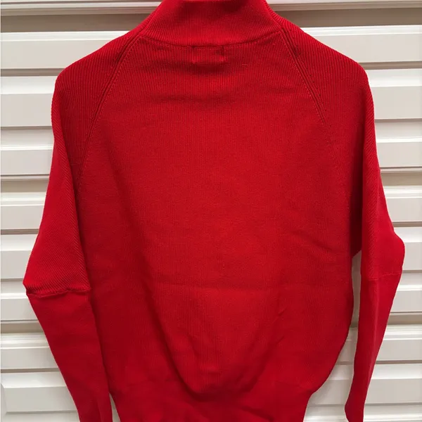Bluivy Red Mock Turtleneck Knit Sweater Size M - Image 3