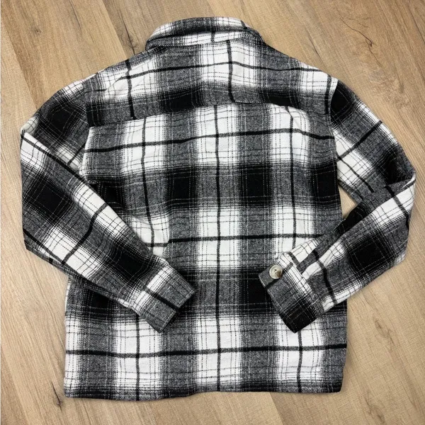 Kendall & Kylie Women's Plaid Flannel Shacket‎ Jacket Black White Size XS - Image 5