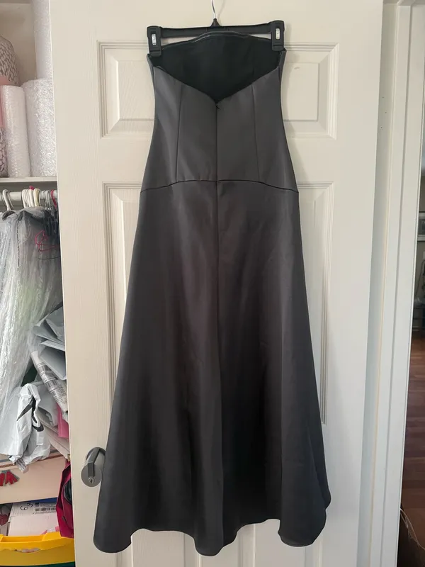 BNWT Zara Dark Gray ZW Collection Asymmetric Satin Dress - Image 8