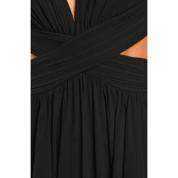 Lulus Vivid Imagination Black Cutout Maxi Dress Long Formal Chiffon Large NWT - Image 4