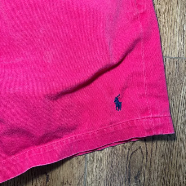 VTG 90s Ralph Lauren Womens Pleated Chino Shorts Red‎ High Rise Cotton Size 2 - Image 3