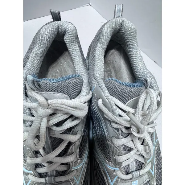 Skechers Shape-ups Womens 7 Silver Blue Rocker Bottom Walking Tennis Shoes Y2K - Image 3