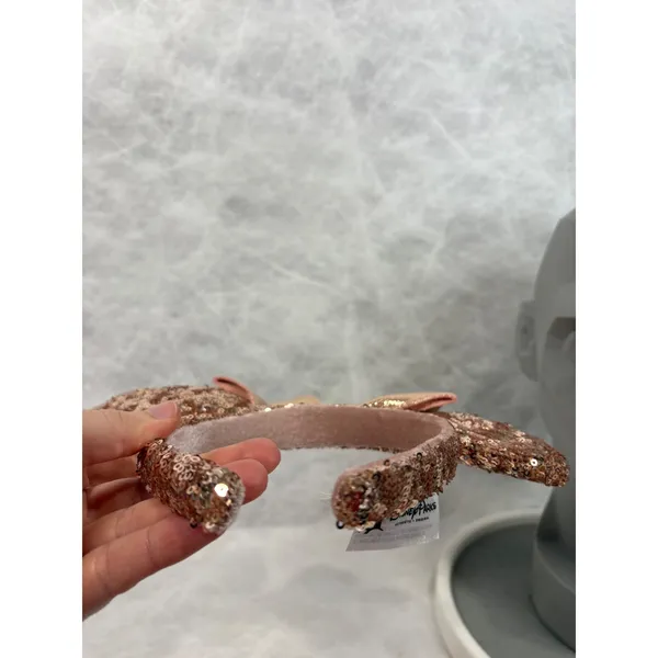 Disney Parks Minnie Mouse Rose Gold Sequined Ear Headband with Bow Accessory - Image 8