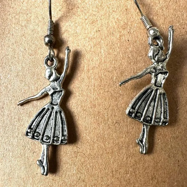 Ballerina Dangle Earrings – Silver Tone - Image 6