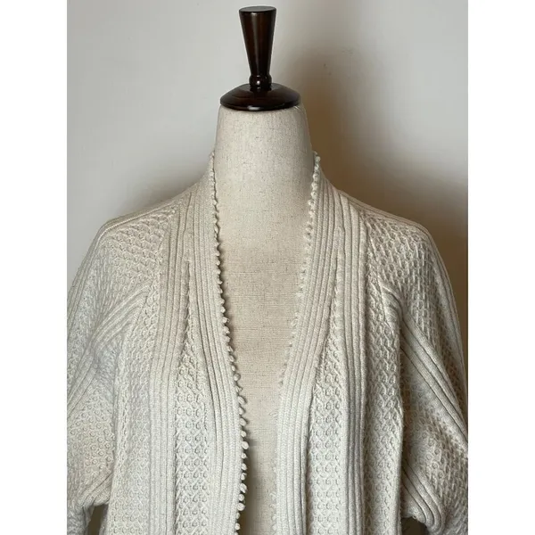 Elliatt Sweater Women Small Beige Ivory Knit Knit Open Front Long Line Cardigan - Image 6