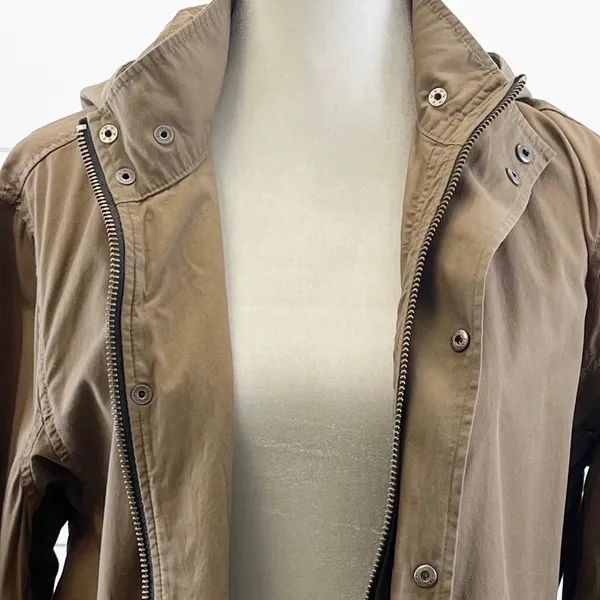 Club Monaco Womens Jacket‎ Hooded Lightweight Casual Utility 100% Cotton Brown S - Image 8