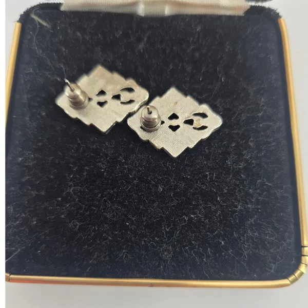 Monet Jewelry Set Women OS Art Deco Rhinestone Bracelet Stud Earrings Silver * - Image 2