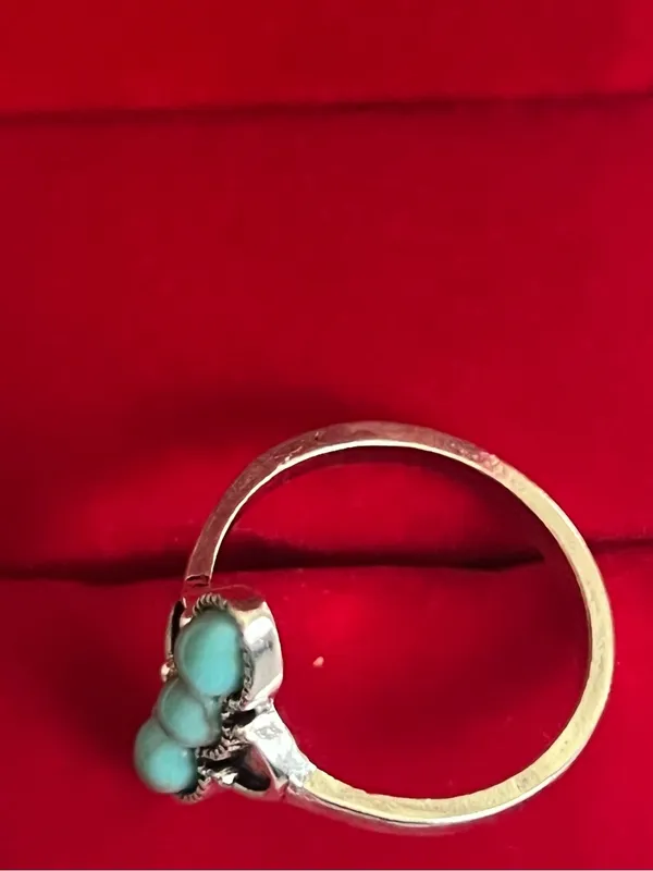 Bohemian/Aztec Design Faux Turquoise Stainless Steel Silver Ring Size 9 NWT - Image 3