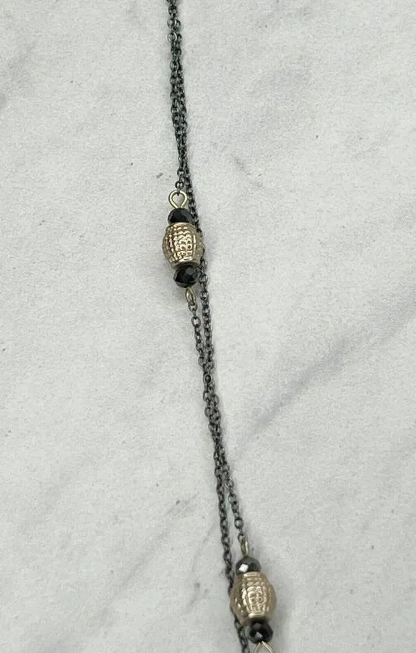 Chico's Double Strand Long Beaded Chain Link Necklace - Image 8