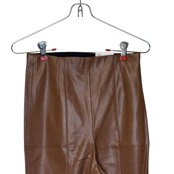 Zara Women's Legging High-Rise Skinny Leg Faux Leather Minimalist‎ Brown XS NWT - Image 2