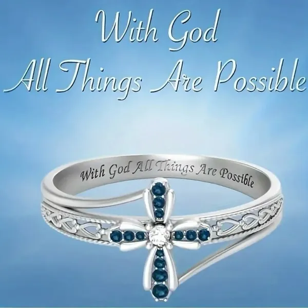 Cross Ring Size 8 NWT Silver - Image 4