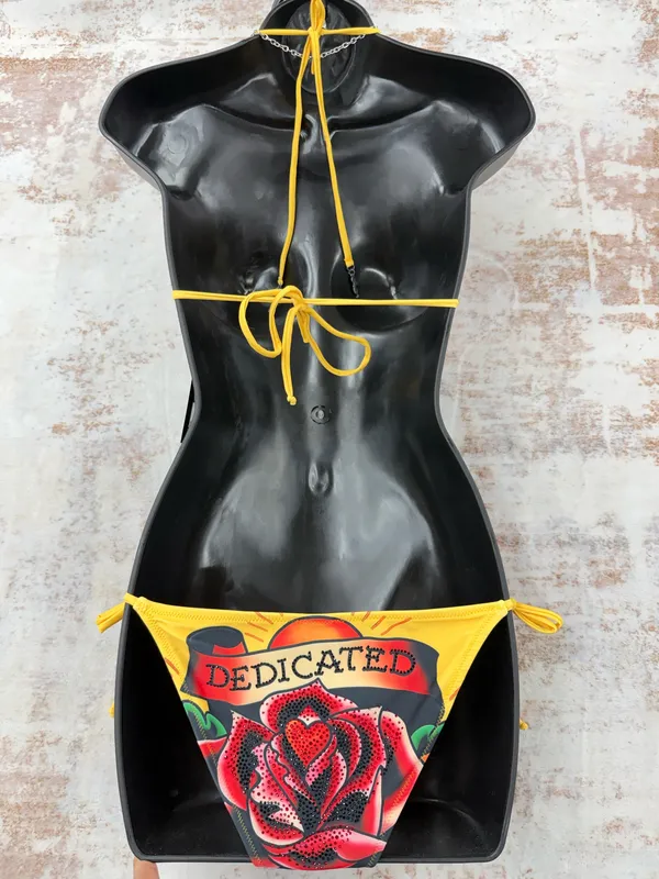 Deadstock Christian Audigier Ed Hardy Graphic Bikini Swimsuit S - Image 4