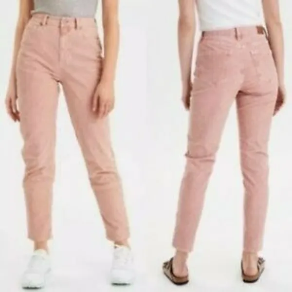 American Eagle Women's Super Stretch Corduroy Curvy Mom Straight Pant Pink Color - Image 8