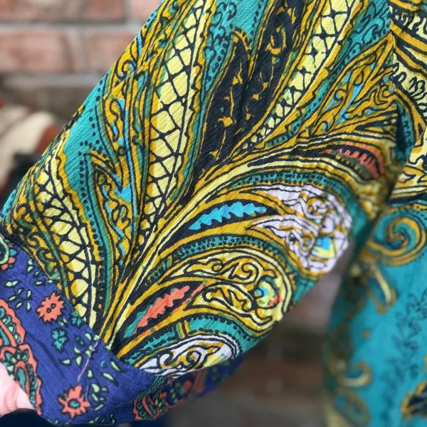 Free People Charmer Paisley Kimono Duster One Size Bohemian Vibrant Hippie - Image 2