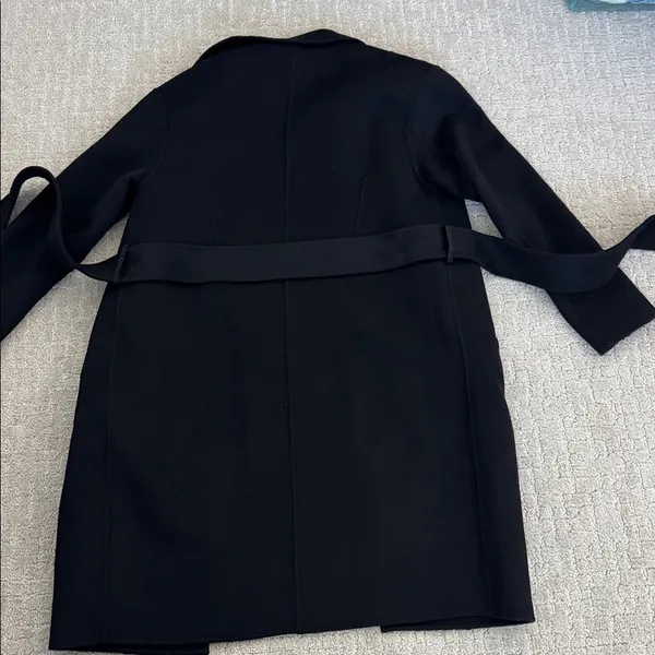 Rag & Bone Wool Blend Sven Reversible Coat black tie waist collared pea coat - Image 9