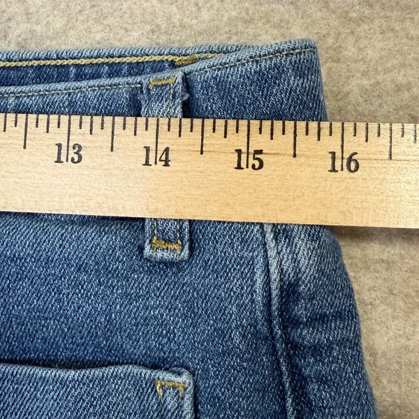 Spanx Womens Large Quiet Luxury Blue Boho Retro Wide Leg Denim Jeans Casual Chic - Image 10