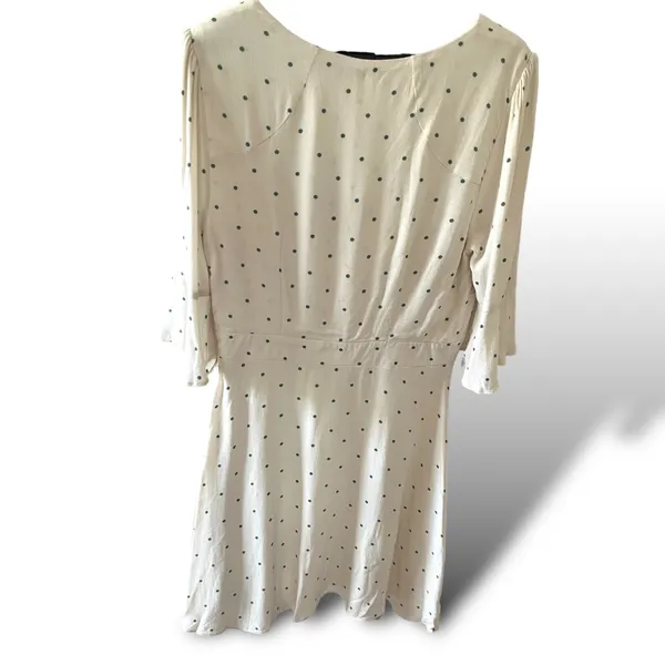 Free People All Yours Polka Dot Tie-Front Mini Dress White Black Size 6 NWT - Image 5