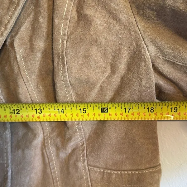 Wilsons Leather Women's Vintage Suede Blazer Jacket‎ Tan Brown Large - Image 5