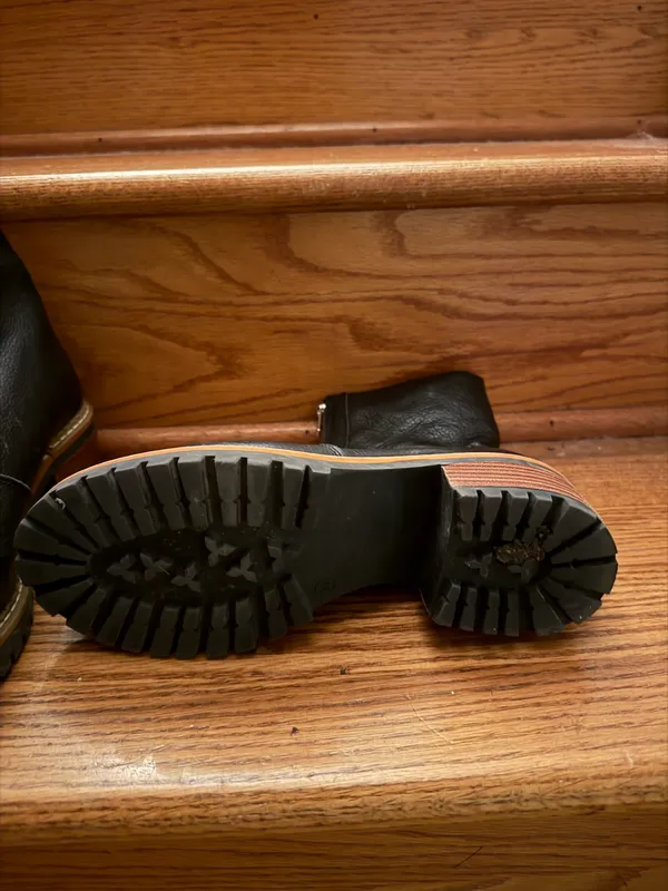 Black Front Zip Booties Size 8 - Image 3
