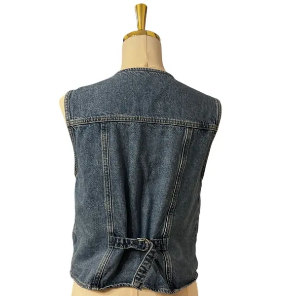 Reformation Jacqui Denim Vest Cayman Wash Button-Front Vest Back Cinch Size S - Image 3