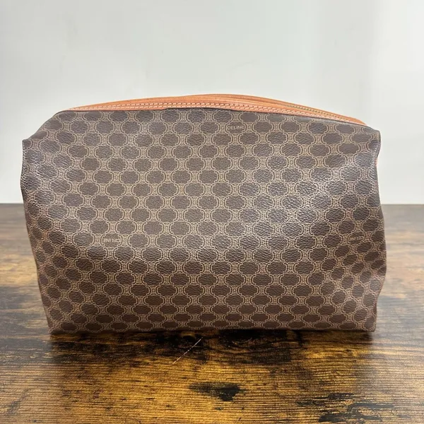 Celine Brown Macadam Toiletry Bag Made In Italy Travel Cosmetic Case Unisex - Image 2