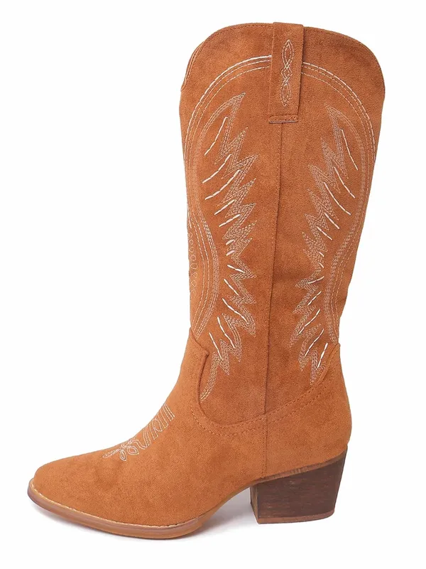 J. Adams Roundup Western Boots Camel Tan Vegan Suede Size 11 NWT - Image 2