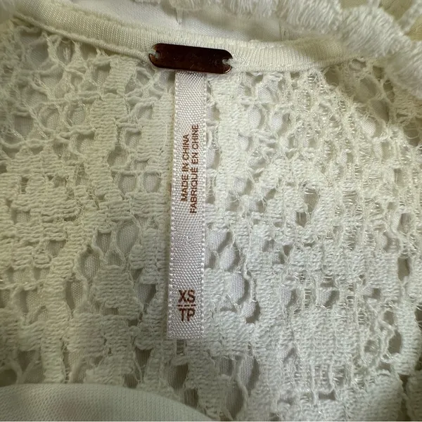 Free People Holy Mountain Mini Floral Crochet Dress Ivory Cottagecore Coquette - Image 3