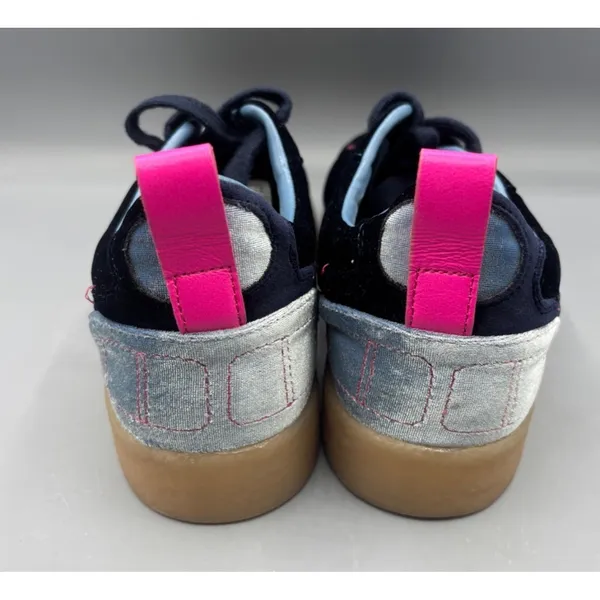Steve Madden Tucker Navy Sneakers‎ 9 Velour Casual Gum Sole Pink Accents - Image 3