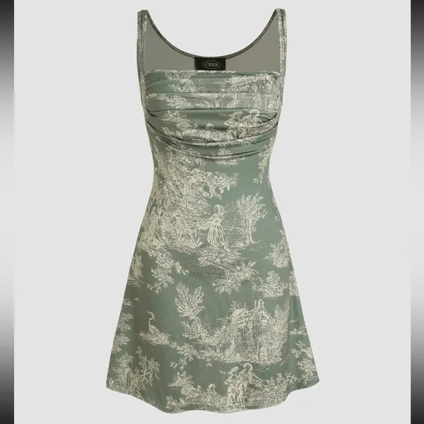 Cider Toile De Jouy ruched mini dress - Image 2