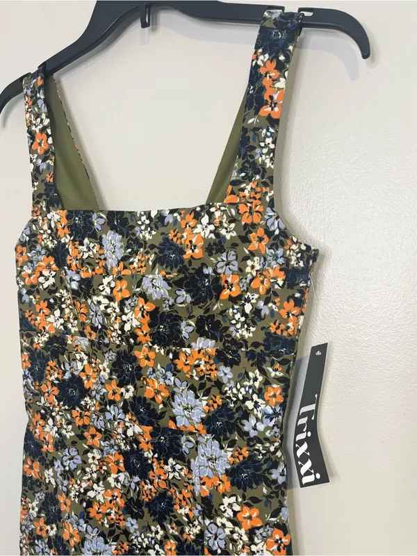 Trixxi Olive Floral Square-Neck Mini Dress - Image 3