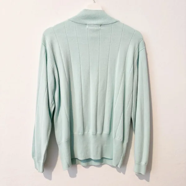 Dressbarn Sweater Size Large Blue Vintage Mock‎ Neck Ribbed Trim Coquette Core - Image 4