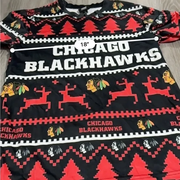 NFL Team Apparel Chicago‎ Blackhawks Long Sleeve Ugly Christmas Sweater Size S - Image 7