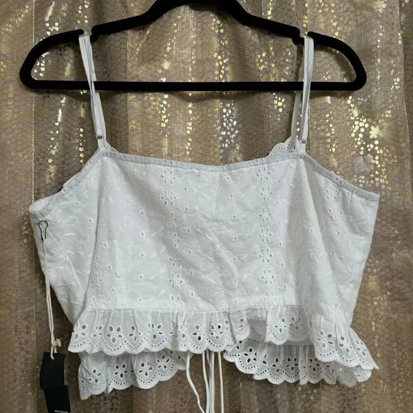 West of Melrose White Eyelet Lace‎ Up Corset Top XL NWT - Image 2