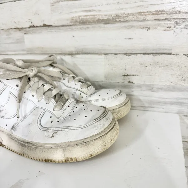 Nike Shoes Size 7.5 Air‎ Force 1 White Leather Low Top Sneakers Lace Up Casual - Image 2
