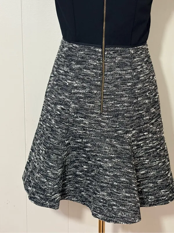 J.Crew Textured Tweed Fit & Flare Dress Black White Short Sleeve Size 2 - Image 8