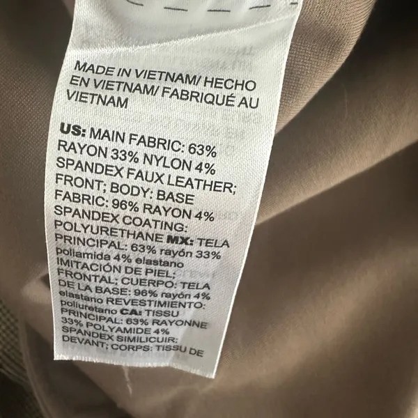 Chico’s Faux Leather Pants Size 1 Taupe Brown Slim Straight Stretch Chic - Image 4