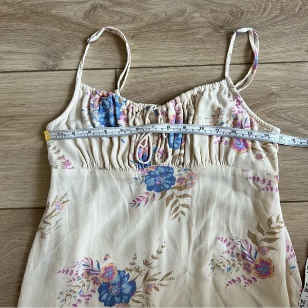 Lucky Brand Floral Printed Slip Dress Midi Cream Blue Size Small - Image 14