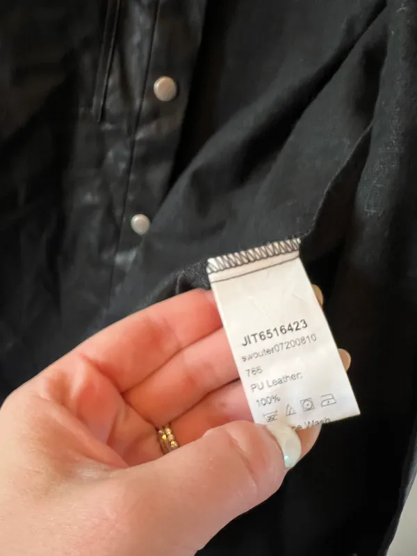 Faux Leather Jacket Black - Image 2