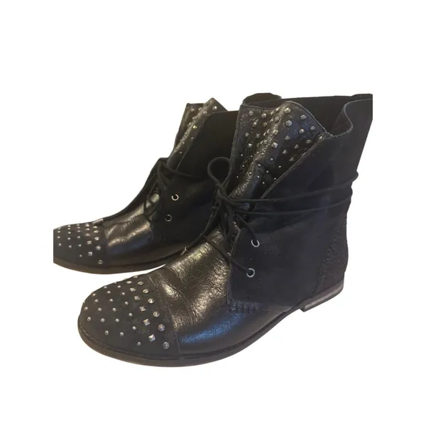 The Sak Jada Black Studded Leather Moto Ankle Boots Boho Punk Festival NWT 9 NEW - Image 2