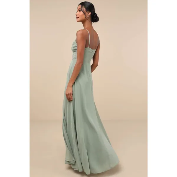 NWT Lulus Sweeney Sage Brush Sleeveless Maxi Dress Bridesmaid Gala Banquet Sz S - Image 3