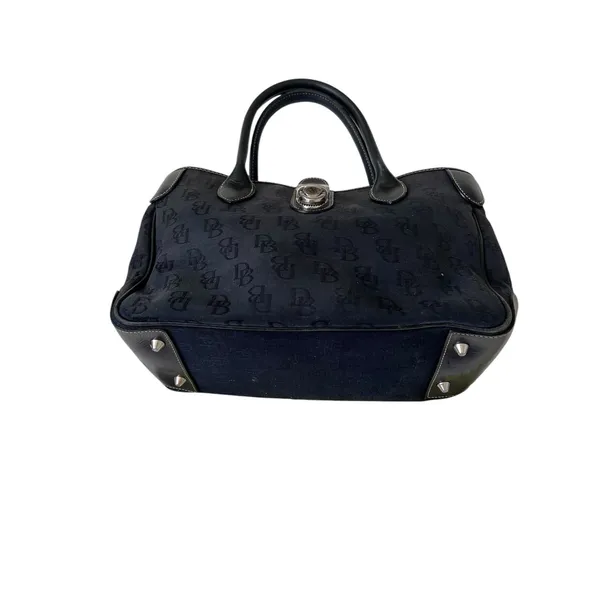Dooney & Bourke Handbag Signature Leather Canvas Logo Black - Image 3