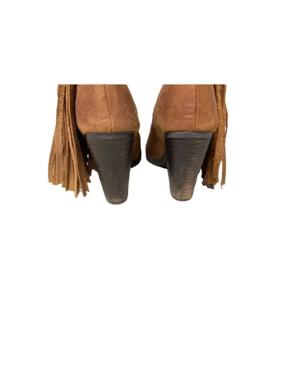 Steve Madden Woodstock Ankle Boots Beige size 7.5 Western Country Festival Boho - Image 5