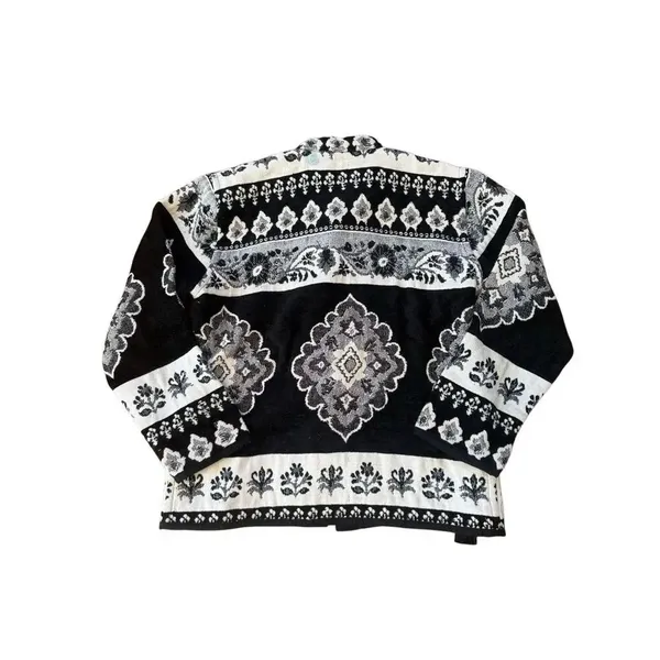 90s Vintage Flashback Tapestry Jacket Black and White P/L - Image 2
