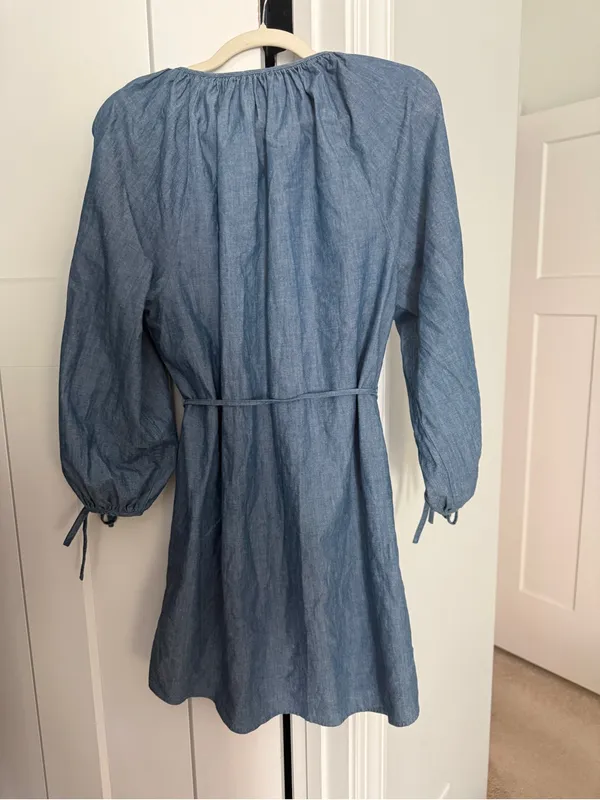 J. Crew Tie-sleeve button-front dress chambray blue - Image 5