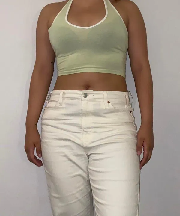 Brandy Melville Light Green Halter Crop Top - Image 5