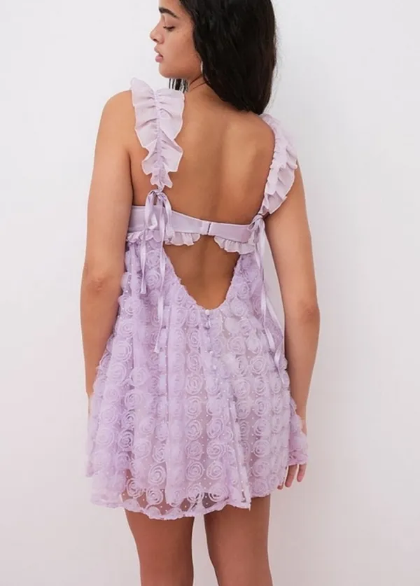 For Love & Lemons Poppy Mini Dress Lilac - Image 2