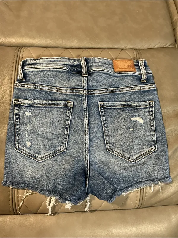 BKE Light Blue Distressed Denim Jean Shorts - Image 3